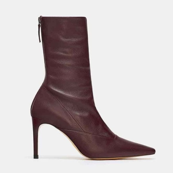 Zara Shoes - NWT Zara Burgundy Sheep Leather Boot